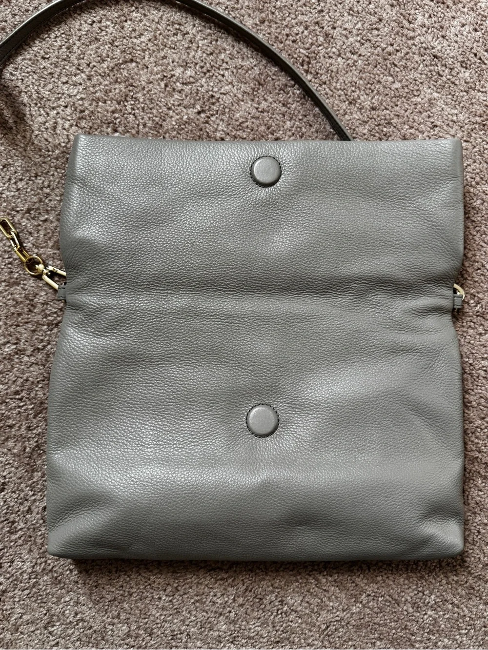 Tory Burch Bombe Foldover Leather Crossbody French Grey
